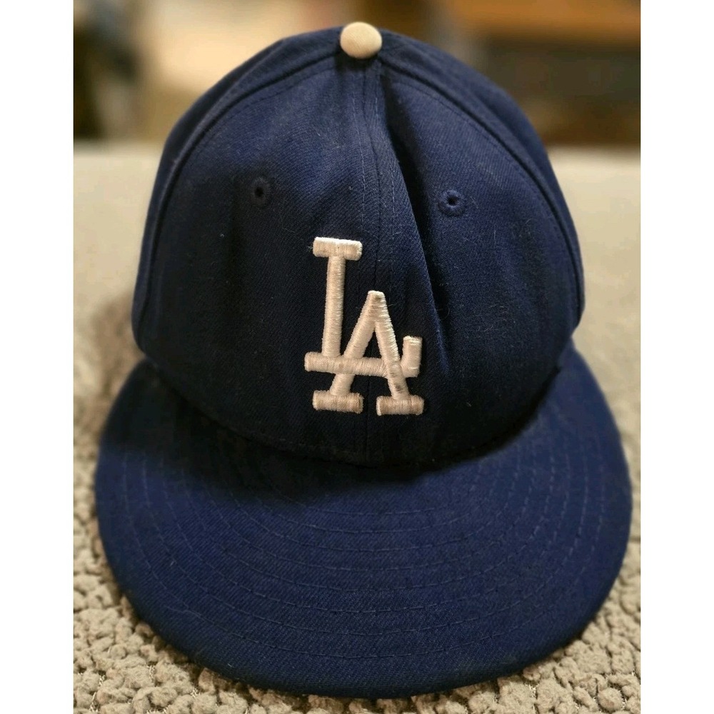 New Era Los Angeles Dodgers Cap Size 7 1/4 Blue Fitted Cap MLB Fan Gear